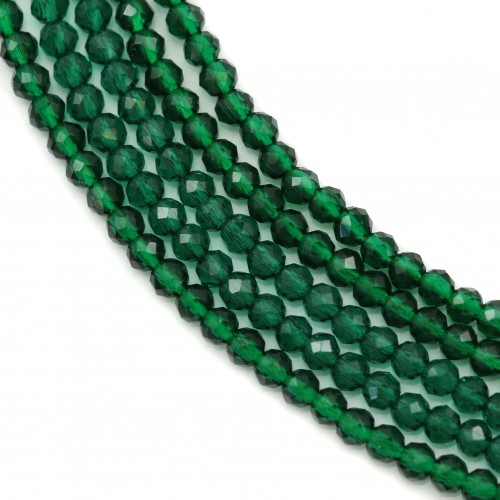 Grüner synthetischer Smaragd, rund facettiert, 2mm x 40cm