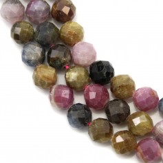 Round faceted multicolor sapphires bead strand 7-7.5mm x 40cm