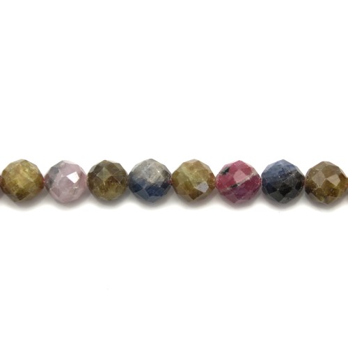 Multicolored sapphires, round faceted shape 7-7.5mm x 4pcs