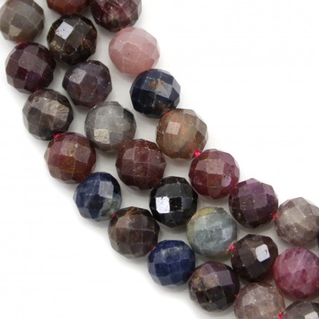 Faceted round rubies & sapphires 6mm, 40 cm