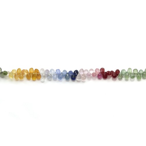 Sapphire multicolor, in the shape of drops faceted 2.6x4.5mm x 42cm