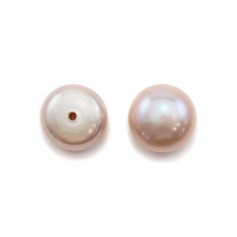Perlas cultivadas de agua dulce, semiperforadas, púrpura, botón, 8-9mm x 2pcs