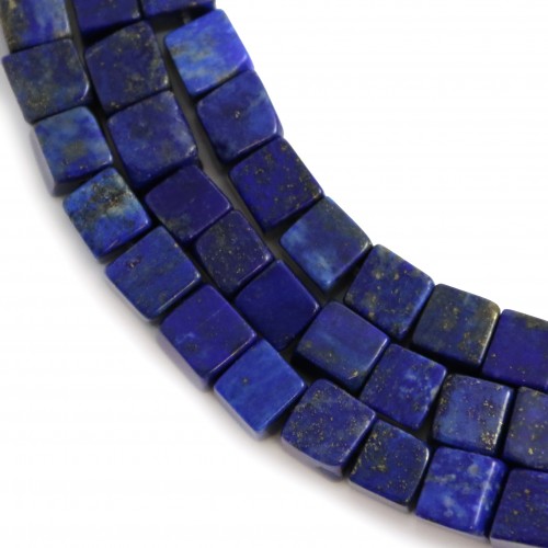 Lapis-Lazuli Würfel auf Draht 6.5mm x 40cm
