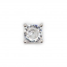 925 Sterling Silver & Zirconium Square Spacer 4mm x 1pc