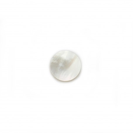 Cabochon White Mother of Pearl round flat 10mm x 1pc