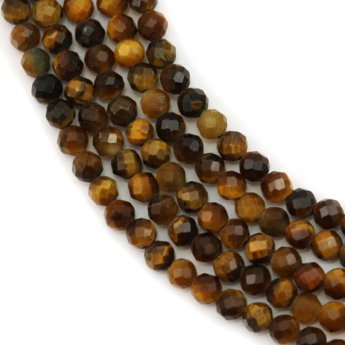 Tigre's eye faceted round beads on thread 2mm x 40cm