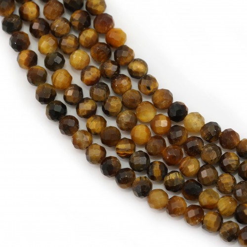 Yellow Tiger Eye Faceted Round 3mm x 40cm
