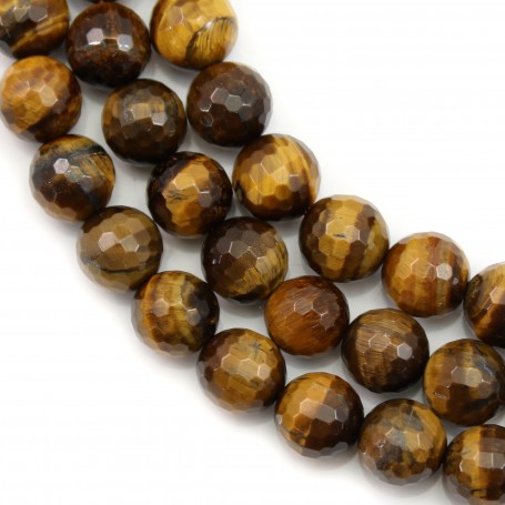 Yellow Tiger Eye Faceted Round 10mm x 40cm