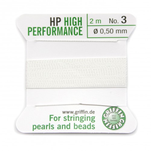 White high performance thread 0.50mm attached to a needle x 2m