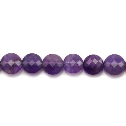 Amethyst Faceted Flat Round 8mm x 2pcs