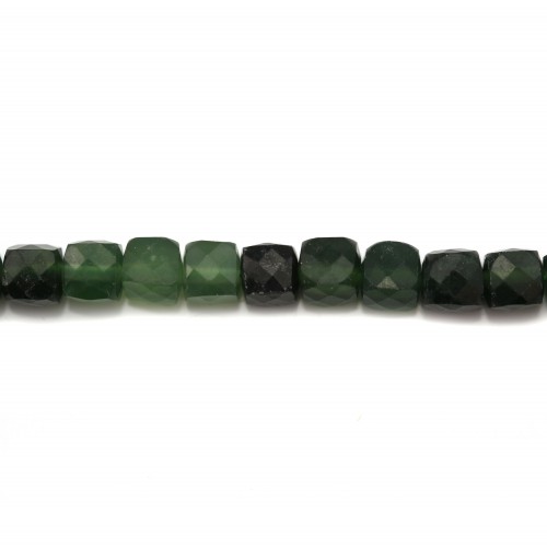 Natürliche grüne Jade, Würfelform facettiert, 5mm x 6pcs