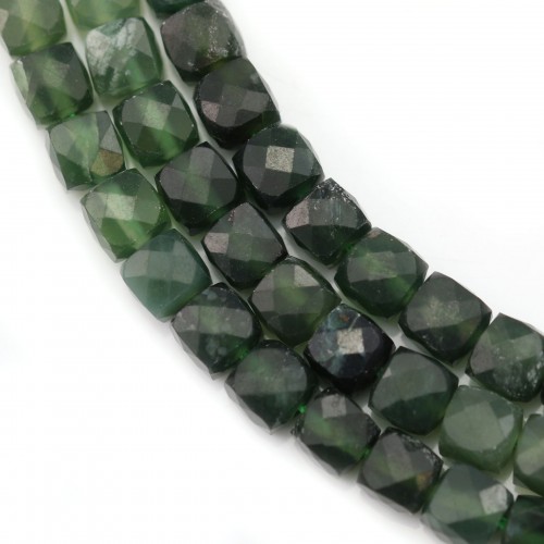 Jade verde natural, forma de cubo facetado, 5mm x 39cm