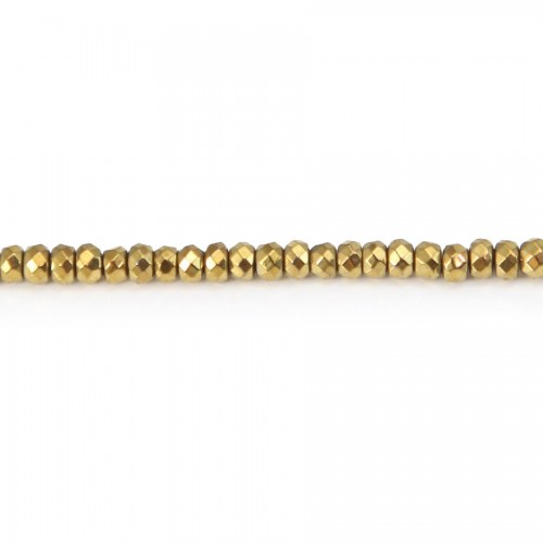 Hematita de oro facetada 3x1.8mm x 40cm