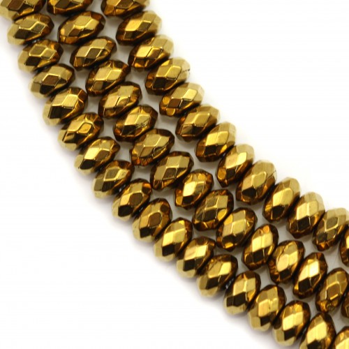 Golden Hematite roundel faceted 2.6x4.3mm x 40cm