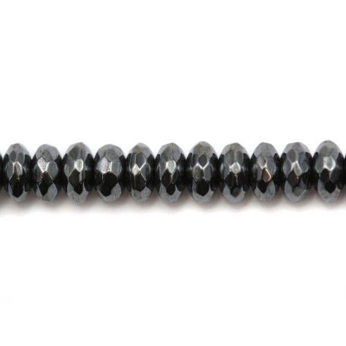 Hematite faceted flatened round beads 2x4mm x 10pcs