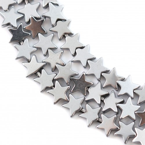 Estrela de prata hematita 6mm x 40cm