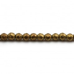 Hematita oro mate facetada redonda 3mm x 40cm