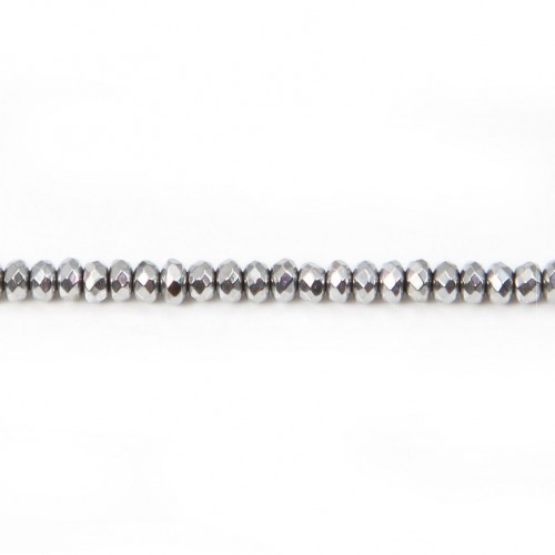 Hematite silver faceted rondelle 2x4mm x 40cm 