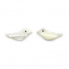 White mother of pearl bird shape 6x15mm