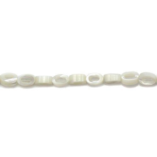 White Mother of Pearl in hollow oval 4x6mm x 12pcs