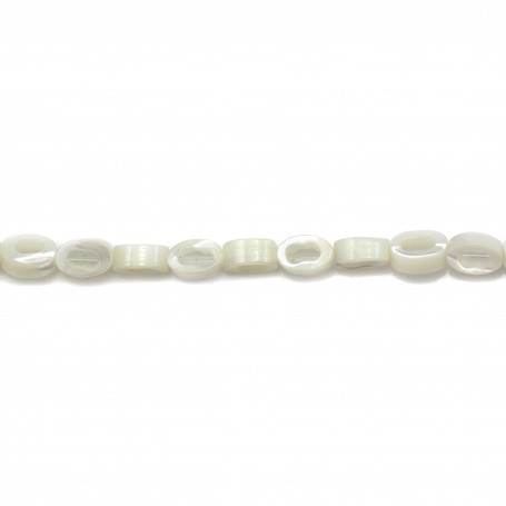 White mother-of-pearl hollow oval beads 4x6mm x 12pcs