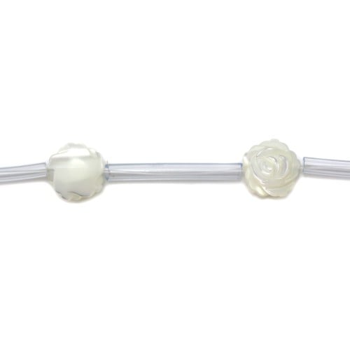 White mother-of-pearl rose bead 8mm x 2pcs