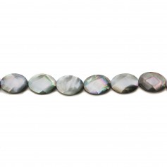 Grey mother of pearl oval faceted bead strand 14x18mm x 40cm