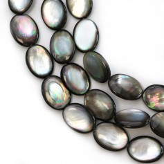 Grey mother of pearl bead strand 15x20mm x 40cm