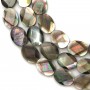 Grey mother of pearl oval faceted bead strand 12x16mm x 40cm
