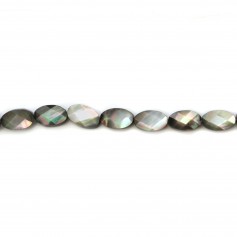 Grey mother of pearl oval faceted bead strand 6x10mm x 40cm