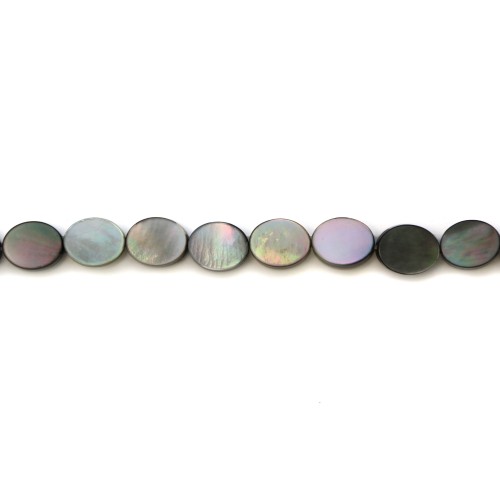 Gray mother-of-pearl oval beads 8x10mm x 10 pcs