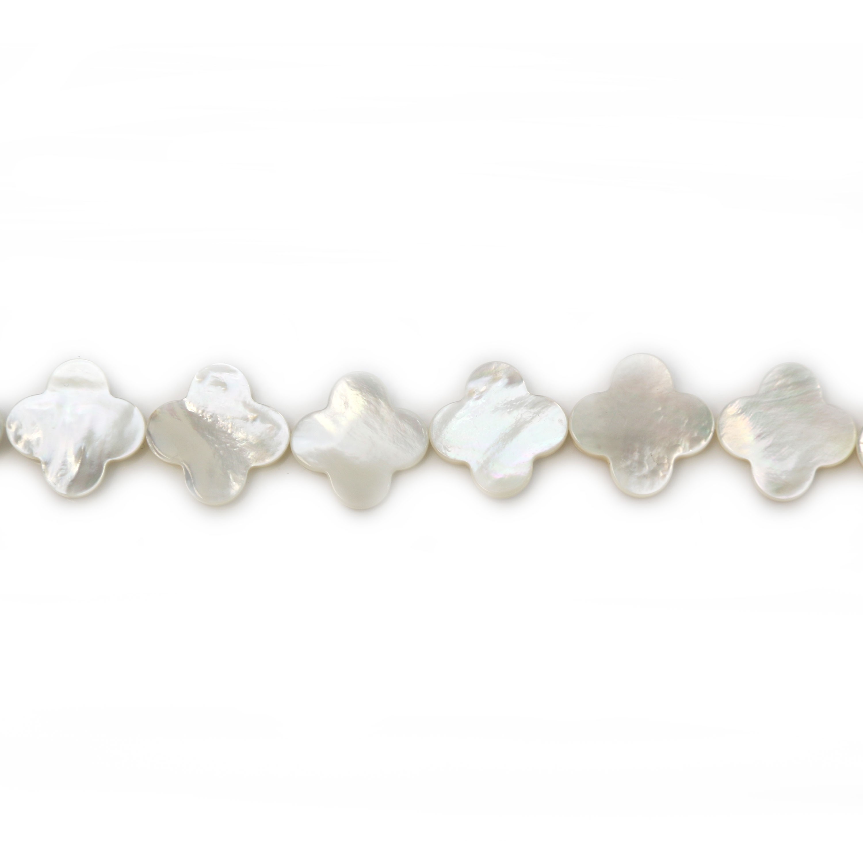 White mother-of-pearl clover shape bead strand not expensive