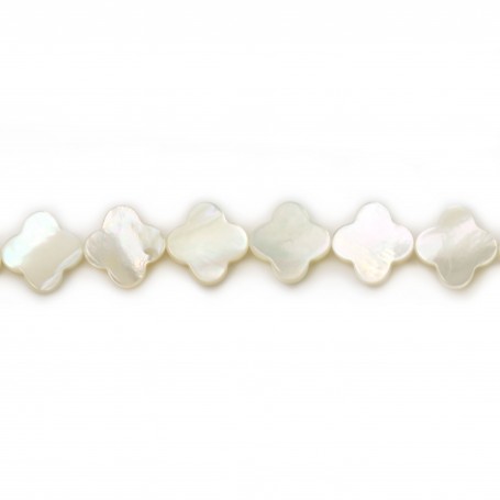 White mother-of-pearl clover beads 10mm x 4 pcs