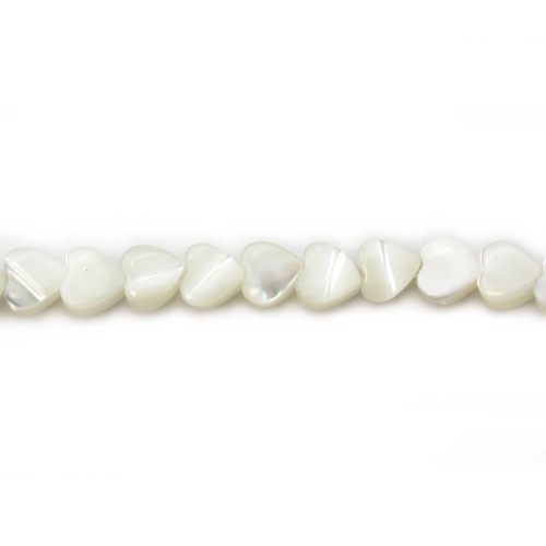 White mother-of-pearl heart beads 4mm x 20pcs