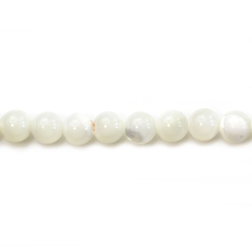 White mother-of-pearl round beads 6mm x 20 pcs