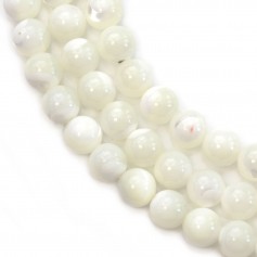 White mother of pearl ball bead strand 6mm x 40cm