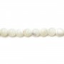 White monther-of-pearl round beads on thread 6mm x 40cm 