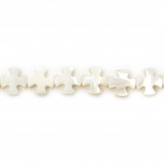Weißes Perlmutt in Kreuzform auf Draht 8mm x 40cm