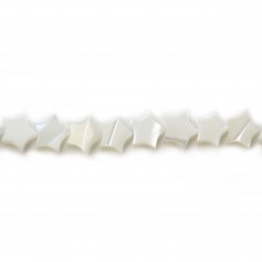White mother of pearl star shape bead strand 6mm x 40cm