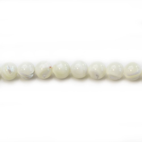 White mother-of-pearl round beads 8mm x 10 pcs