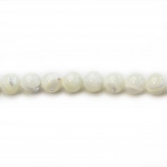 White mother-of-pearl ball 8mm x 6pcs