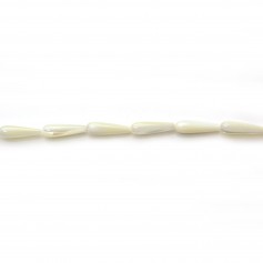 Goccia di madreperla bianca su filo 6x20mm x 39cm
