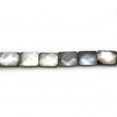 Grey mother of pearl rectangle faceted 10x14mm x 6 pcs
