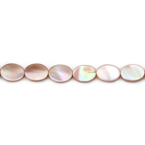 Pink mother-of-pearl oval beads 10x14mm x 4 pcs