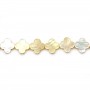 Yellow mother-of-pearl clover beads 13mm x 2pcs