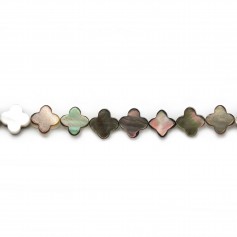 Grey mother of pearl clover bead strand 6mm x 39cm