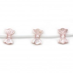 Pink mother of pearl bow tie 9x14mm x 1pc