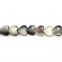 Gray mother-of-pearl heart beads on thread 6mm x 40cm