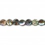Abalone mother-of-pearl flat round beads on thread 8mm x 40cm