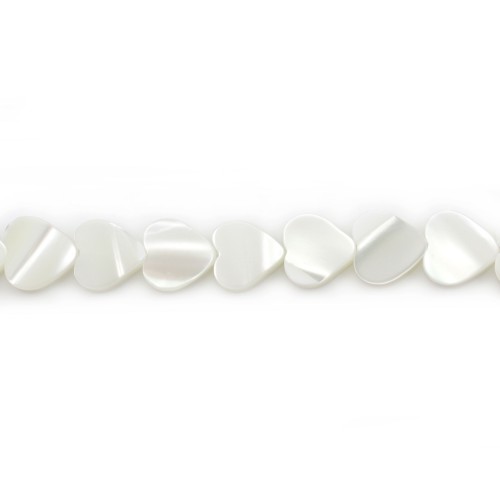 Corazón de nácar blanco en alambre de 8mm x 40cm